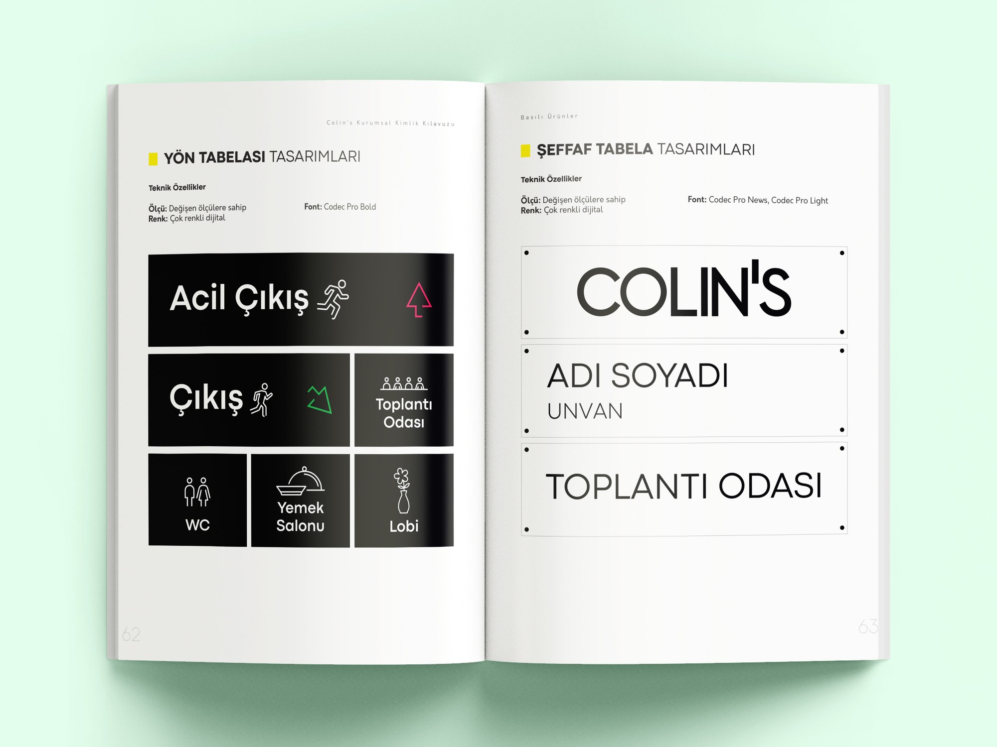 Colin's corporate identity manual page 5 mockup