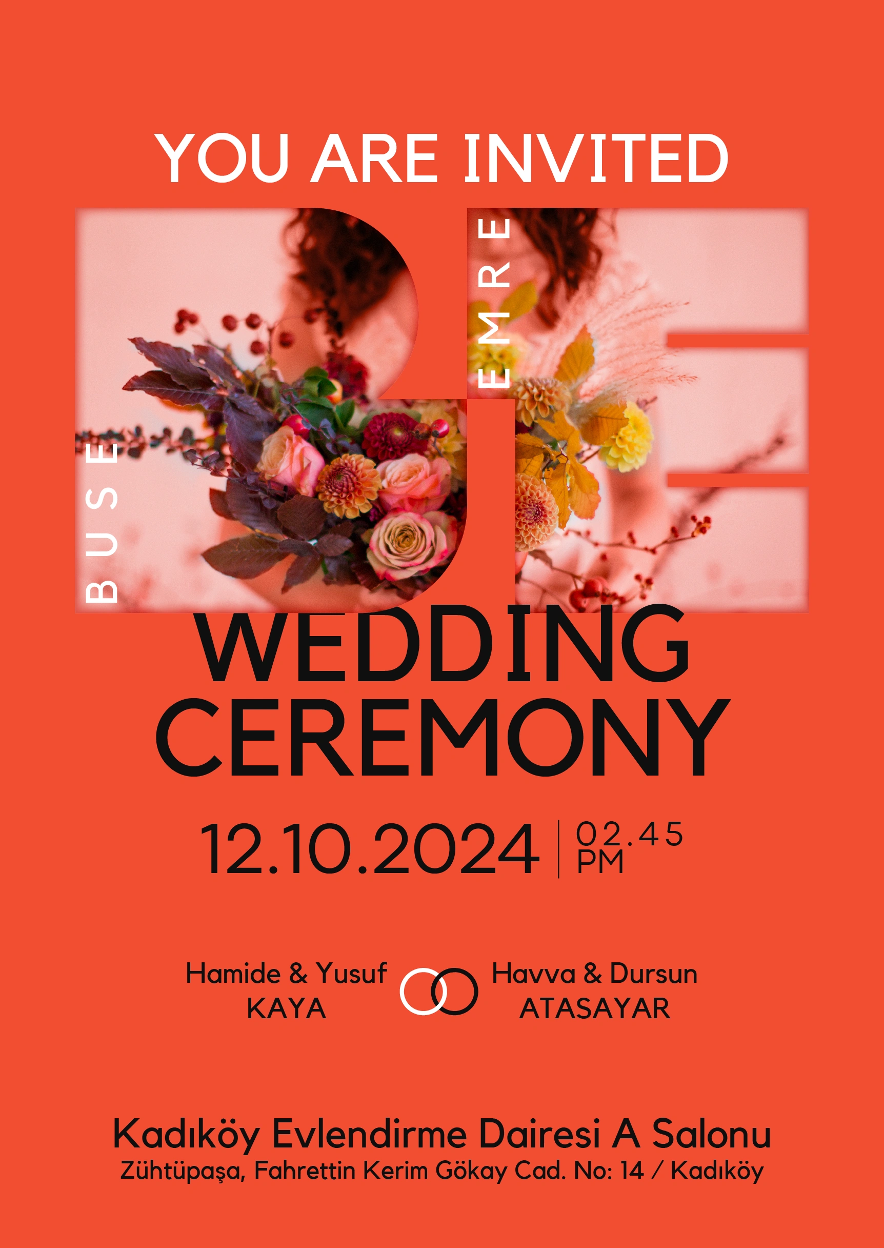 Wedding ceremony invitation front