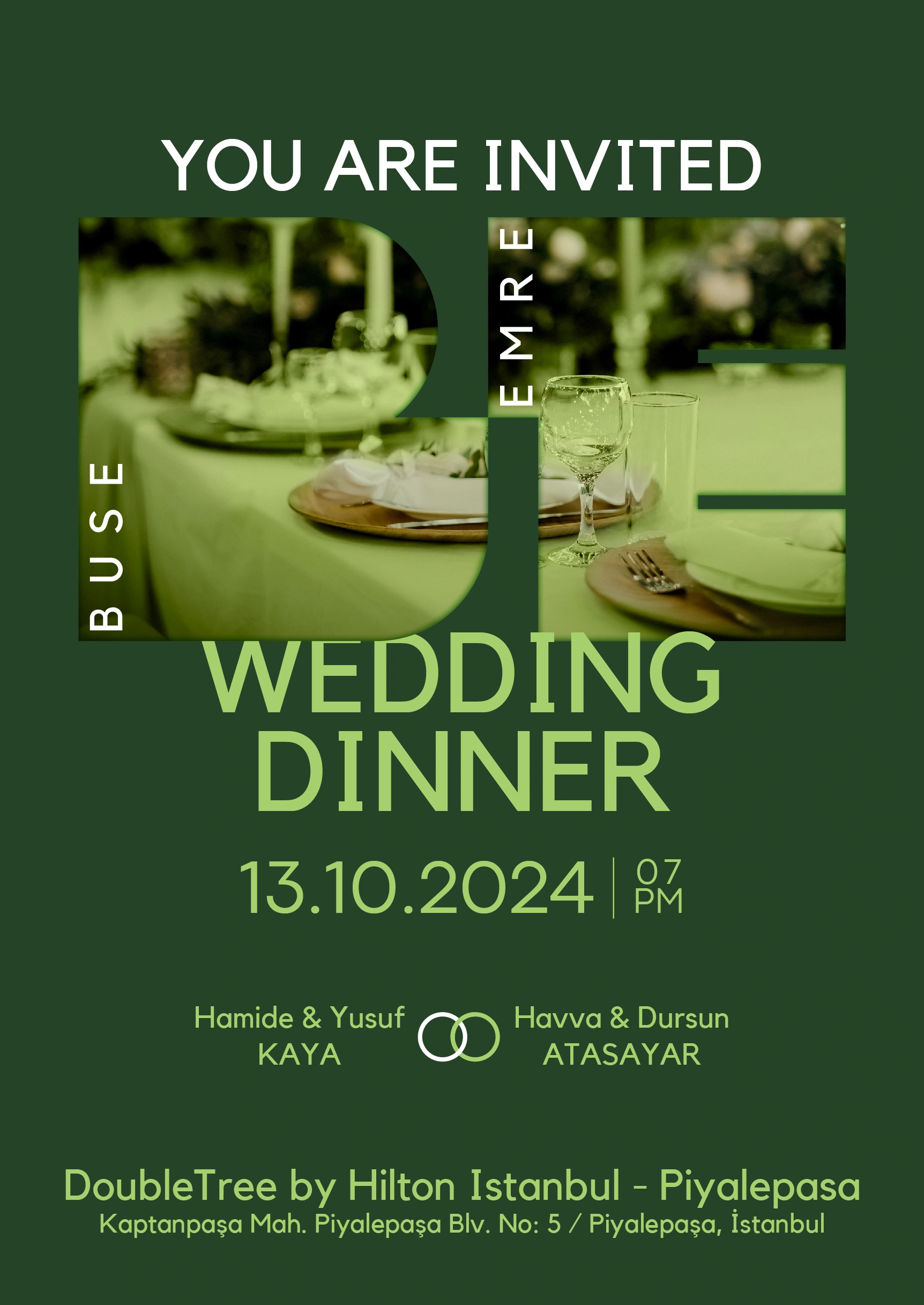 Wedding dinner invitation front