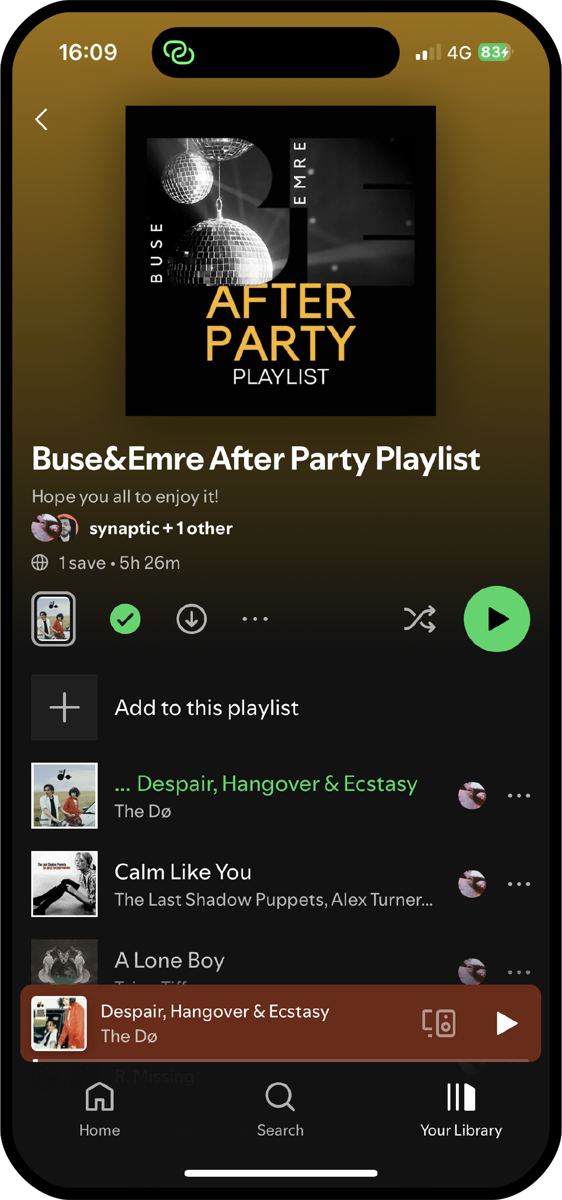 After party Spotify playlist mockup